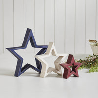 Primitive Patriotic Wooden Nested Stars