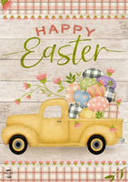 Happy Easter Pickup Truck Primitive Garden Flag