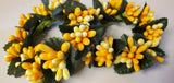 2 Country Primitive Yellow & Light Yellow Pip Berry Taper Candle Rings 1.5"