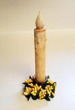 2 Country Primitive Yellow & Light Yellow Pip Berry Taper Candle Rings 1.5"
