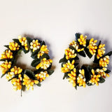 2 Country Primitive Yellow & Light Yellow Pip Berry Taper Candle Rings 1.5"