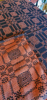 Primitive Bayberry Black & Pumpkin Table Square Coverlet Tablecloth 52"