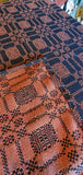 Primitive Bayberry Black & Pumpkin Table Square Coverlet Tablecloth 52"