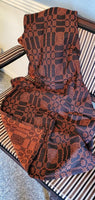 Primitive Bayberry Black & Pumpkin Table Square Coverlet Tablecloth 52"