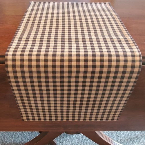 Black Check Homespun Table Runner 33"