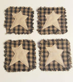Black Plaid Homespun Rag Coasters Tea Dyed Muslin Star