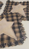 Black Plaid Homespun Rag Coasters Tea Dyed Muslin Star