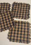 Black Plaid Homespun Rag Coasters Tea Dyed Muslin Star