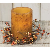 Pumpkin Spice Pip Berry Candle Ring Wreath 3.5"