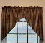 Handmade Country Primitive Black Plaid Romantic Swag Curtains