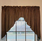 Handmade Country Primitive Black Plaid Romantic Swag Curtains