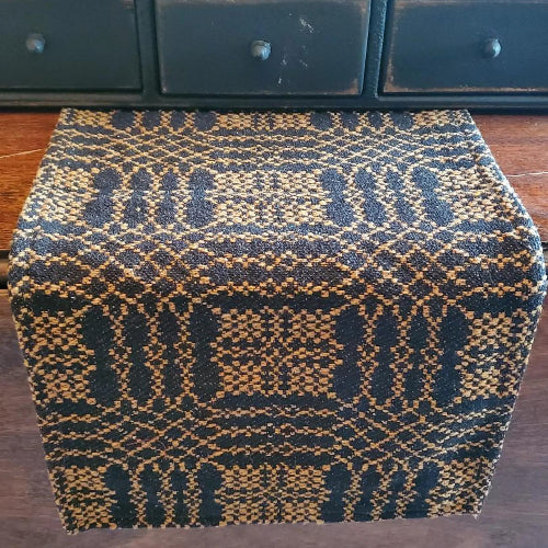 Colonial Primitive Nantucket Black & Mustard Table Runner