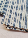 50 Pre Cut 5" Blue Ticking Tea Stained Fabric Squares