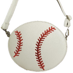 Round White Baseball Crossbody Bag Sports Tote Purse