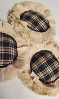 Country Primitive Fabric Flowers Bowl Fillers Black Plaid