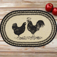 Country Farmhouse Braided Jute Placemat Sawyer Mill Rooster Hen
