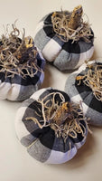 Farmhouse Back and White Check Mini Fabric Pumpkins