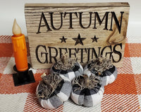 Farmhouse Back and White Check Mini Fabric Pumpkins