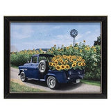 Primitive Framed Sunflower Pickup Truck Print