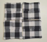 Farmhouse Black and White Check Coasters Set of 4