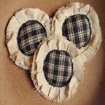 Country Primitive Fabric Flowers Bowl Fillers Black Plaid