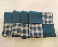 Country Primitive Green Plaid Homespun Coasters Set of 4
