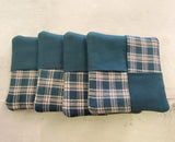 Country Primitive Green Plaid Homespun Coasters Set of 4