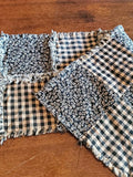 Primitive Black Check & Floral Rag Runner 32"