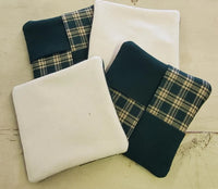 Country Primitive Green Plaid Homespun Coasters Set of 4