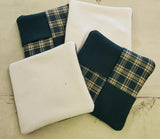 Country Primitive Green Plaid Homespun Coasters Set of 4