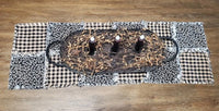 Primitive Black Check & Floral Rag Runner 32"