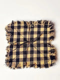 Black Check Homespun Fabric Rag Coasters Set of 4