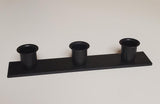 Primitive Black Iron Three Candle Windowsill Taper Holder