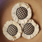 Country Primitive Fabric Flowers Bowl Fillers Black Gingham