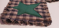 4  Black Plaid Homespun w Green Star Rag Coasters
