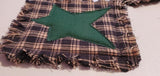 4  Black Plaid Homespun w Green Star Rag Coasters