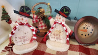 Country Primitive Christmas CHUNKY SITTER - Merry & Bright Snowman