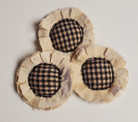 Country Primitive Fabric Flowers Bowl Fillers Black Gingham