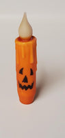 Country Primitive Jack O Lantern Battery Operated Timer Taper Candle 4.5"