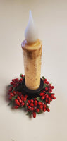 2 Country Primitive Red Pip Berry Taper Candle Rings 1.5"