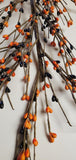 Country Primitive 4 Foot Pip Berry Garland Orange & Black