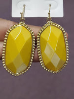 Yellow Hexagon Dangle Earrings