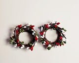 2 Holiday Combo Pip Berry Taper Candle Rings 1.5"