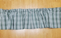 Country Farmhouse Sage Green & White Plaid Stripe Valance