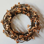 Country Primitive Brown Pip Berry Candle Ring Wreath 2.5"