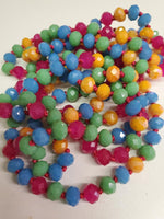 Multi Colored 8mm Faceted Beaded Necklace 60"