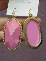Pink Hexagon Dangle Earrings