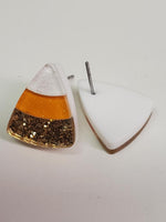 Resin Glitter Candy Corn Stud Earrings