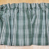 Country Farmhouse Sage Green & White Plaid Stripe Valance