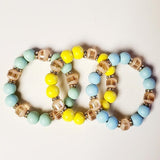 Spring Wooden Beaded Stretch Bracelets